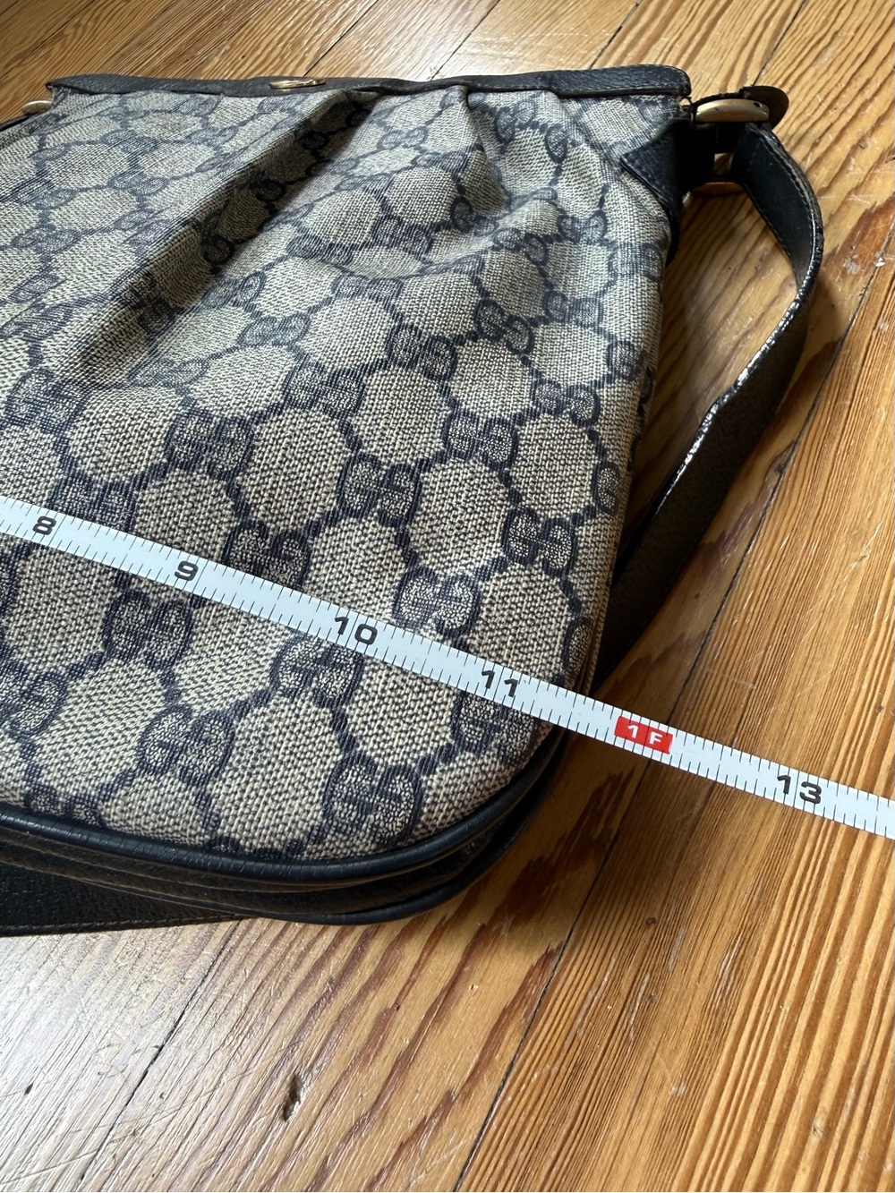 Gucci GG Shoulder Bag, Gray Coated Canvas with Navy Trim - Picture 14 of 17